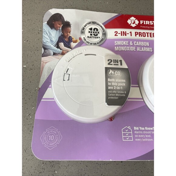 First Alert 2 In 1 Protection Smoke Carbon Monoxide Alarm 2 Pack 1544678 New - Picture 3 of 6